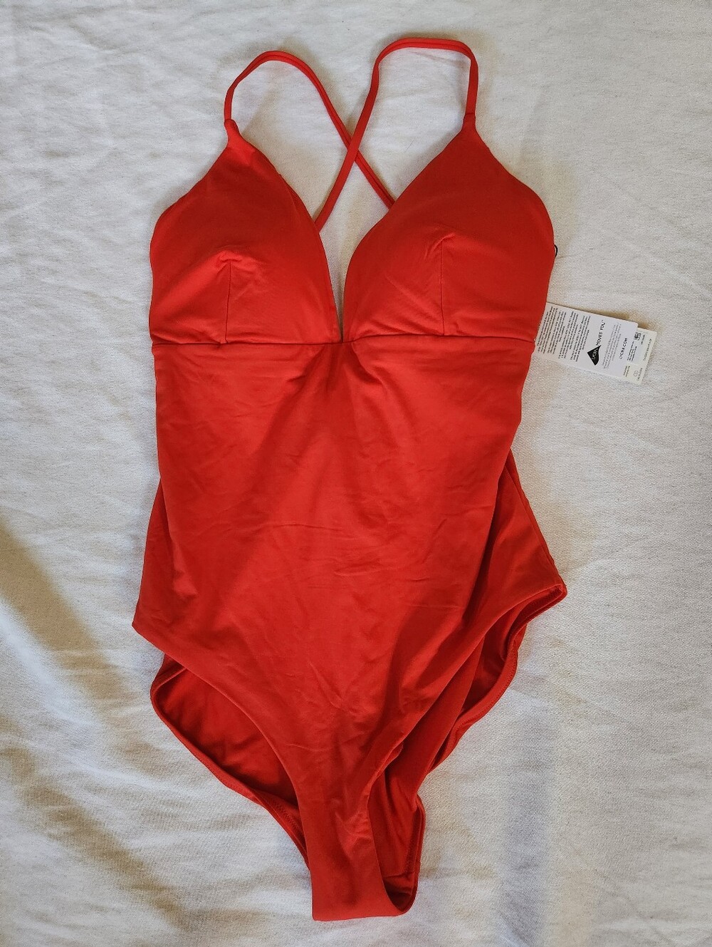 CALIA Triangle Strappy Back One Piece Fresh Red Size 6 10 12 14 Tummy Control